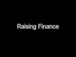 Raising Finance