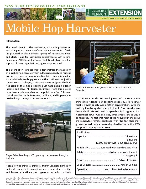 Mobile Hop Harvester