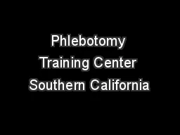 Phlebotomy Training Center Southern California
