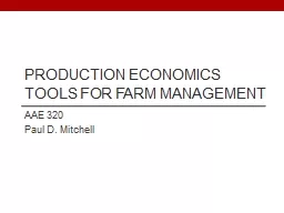 Production Economics Tools