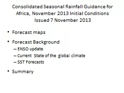 Consolidated Seasonal Rainfall Guidance for Africa, Novembe