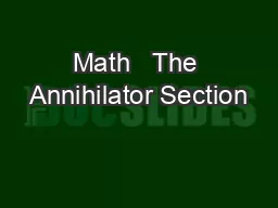 Math   The Annihilator Section