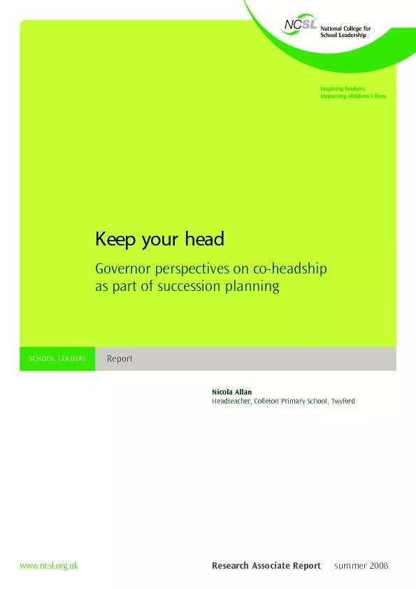 KeepyourheadCo-headshipaspartofsuccessionplanning.ResearchAssociateRep