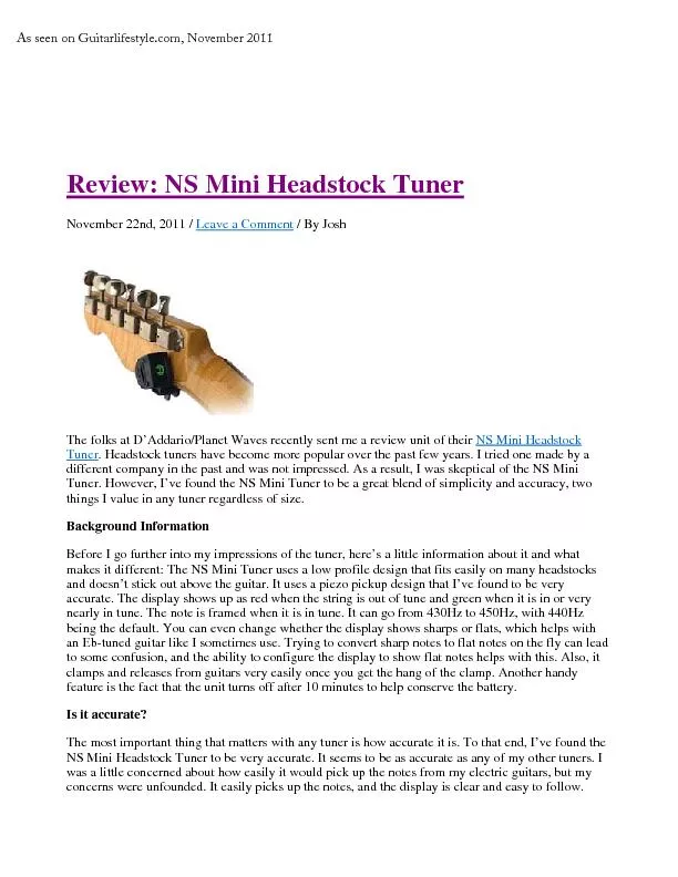 Review: NS Mini Headstock Tuner