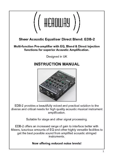Sheer Acoustic Equaliser Direct Blend: EDB-2 Multi-function Pre-amplif