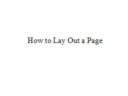 How to Lay Out a Page