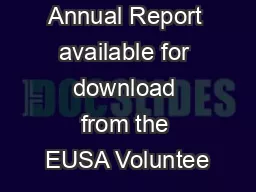 Annual Report available for download from the EUSA Voluntee