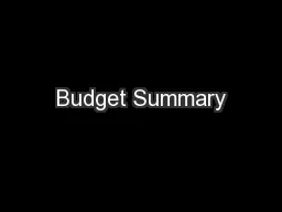Budget Summary