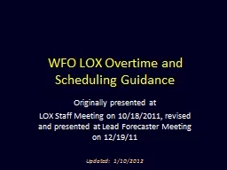 WFO LOX Overtime and Scheduling Guidance