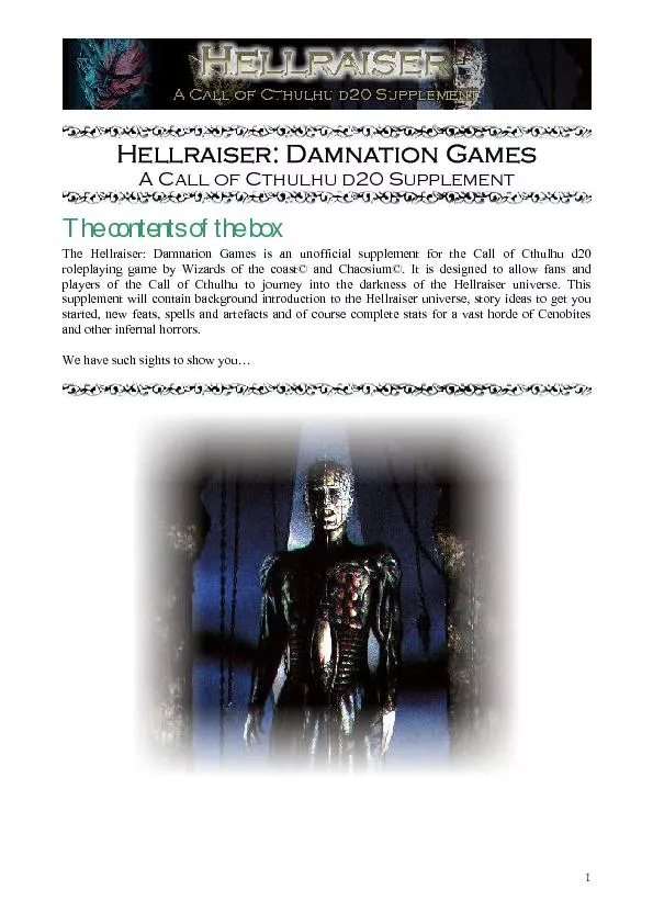 Hellraiser: Damnation Games