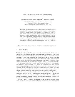 On the Economics of Anonymity Alessandro Acquisti  Roger Dingledine  and Paul Syverson SIMS UC Berkeley acquistisims