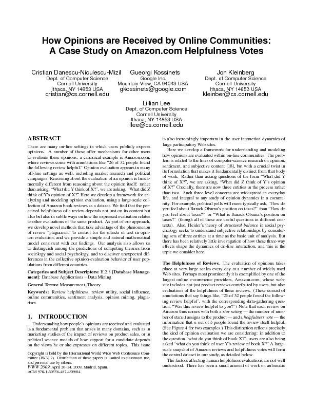 determinationofhelpfulness,treatingitasaclassicationorre-gressionprob