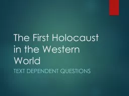 The First Holocaust in the Western World