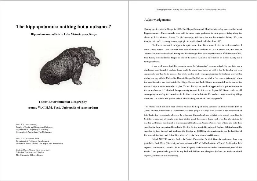 The hippopotamus: nothing but a nuisance? Hippo-human conflicts in Lak