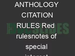 WORK REPRINTED IN A CO LLECTION OR ANTHOLOGY  CITATION RULES Red  rulesnotes of special interest Citations for a work essay short story poem etc