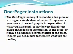 One-Pager Instructions