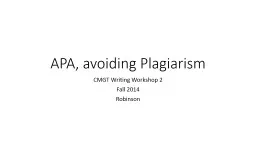APA, avoiding Plagiarism