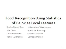 Food Recognition Using Statistics of Pairwise Local Feature