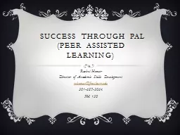 Success Through PAL (Peer Assisted Learning)