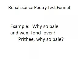 Renaissance Poetry Test Format
