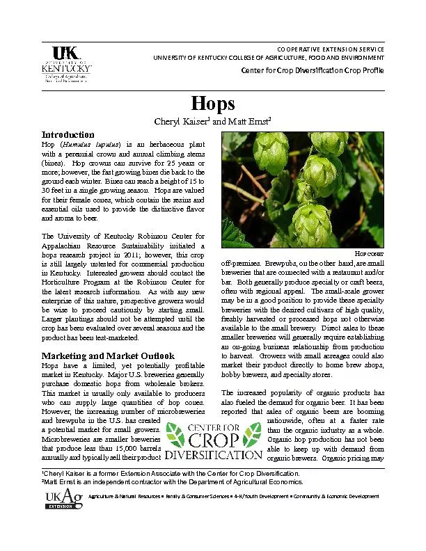 hop production are estimated at $1,800 per acre, with