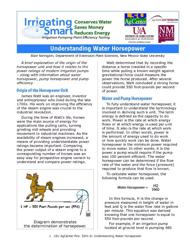 2   LSU AgCenter Pub. 3241-A: Understanding Water Horsepower