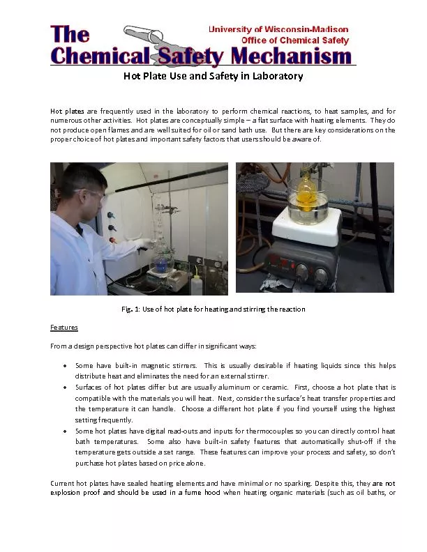 Hot Plate Use and Safetyin LaboratoryHot platesare frequentlyused in t
