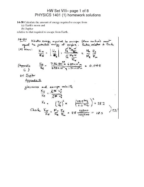 HW Set VIII– page 1 of 8  PHYSICS 1401 (1) homework solutions  14
