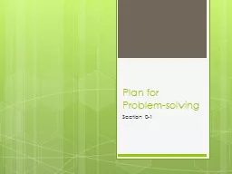 Plan for Problem-solving