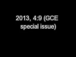 2013, 4:9 (GCE special issue)