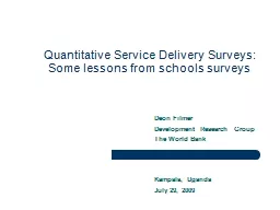 Quantitative Service Delivery Surveys: