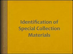 Identification of Special Collection Materials