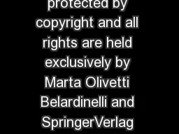 Your article is protected by copyright and all rights are held exclusively by Marta Olivetti Belardinelli and SpringerVerlag Berlin Heidelberg