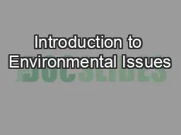Introduction to Environmental Issues