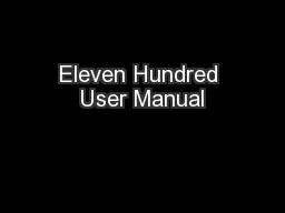 Eleven Hundred User Manual