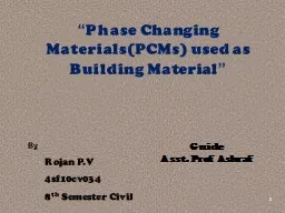 “ Phase Changing Materials(PCMs) used as