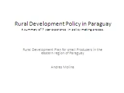 Rural Development Policy in Paraguay