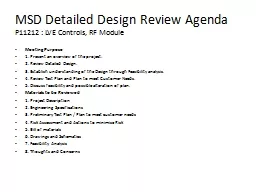 MSD Detailed Design Review Agenda