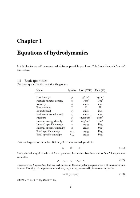 Chapter1EquationsofhydrodynamicsInthischapterwewillbeconcernedwithcomp