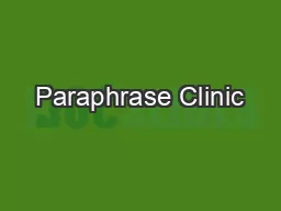 Paraphrase Clinic