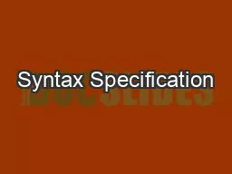 Syntax Specification