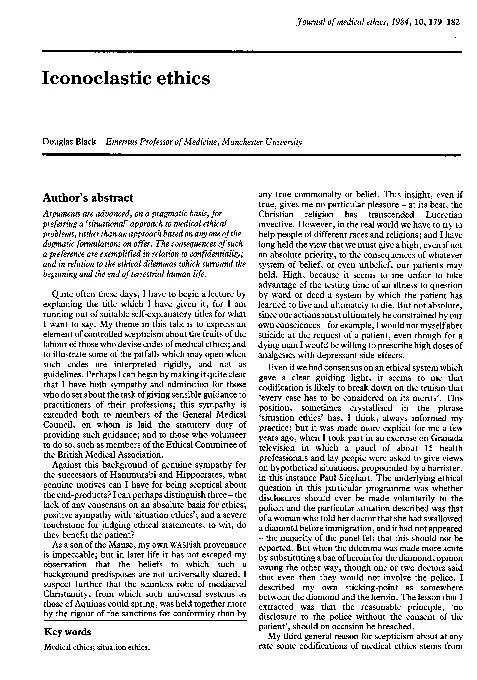 Journalofmedicalethics,1984,10,179-182IconoclasticethicsDouglasBlackEm