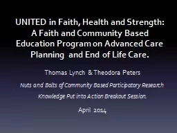 UNITED in Faith, Health and Strength:  A Faith and Communit
