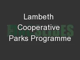 Lambeth Cooperative Parks Programme