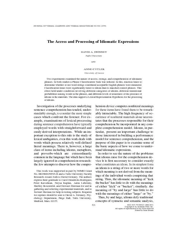 examinations of lexical processing