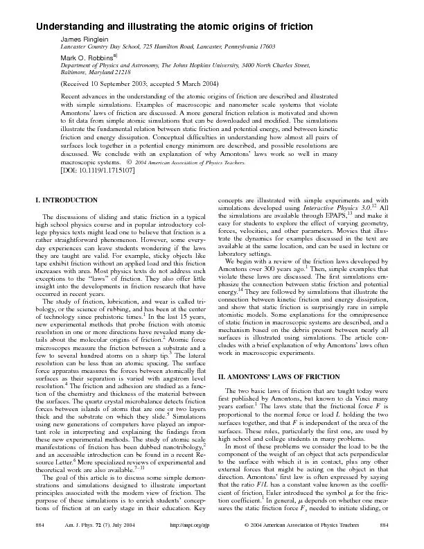 UnderstandingandillustratingtheatomicoriginsoffrictionJamesRingleinLan