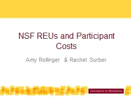 NSF REUs and Participant Costs