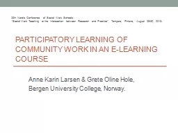 PARTICIPATORY LEARNING OF COMMUNITY WORK IN AN E-LEARNING C