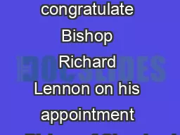 We congratulate Bishop Richard Lennon on his appointment as Bishop of Cleveland