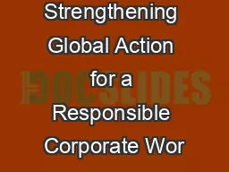 Strengthening Global Action for a Responsible Corporate Wor